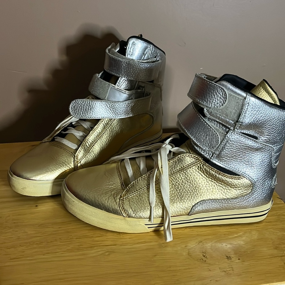 😄Vintage Gold Silver Supra High Top 10